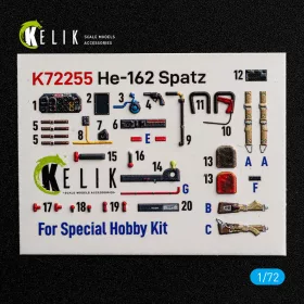 Kelik - He-162 Spatz - interior 3D decals for Special Hobby