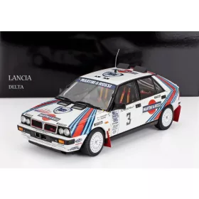   Kyosho - LANCIA DELTA HF INTEGRALE 4WD TEAM MARTINI & ROSSI RACING N 3 WINNER RALLY OLYMPUS USA 1987 JUHA KANKKUNEN - JUHA PIIRONEN WHITE RED BLUE