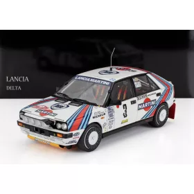   Kyosho - LANCIA DELTA HF INTEGRALE 4WD TEAM MARTINI RACING (night version) N 3 WINNER RALLY MONTECARLO 1988 BRUNO SABY - JEAN FRANCOIS FAUCHILLE WHITE BLUE RED