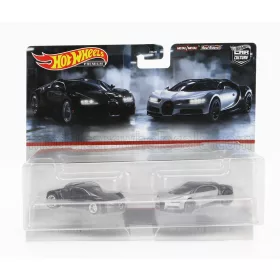   Mattel Hot Wheels - BUGATTI SET 2X VEYRON 2009 + BUGATTI CHIRON 2016 BLACK SILVER