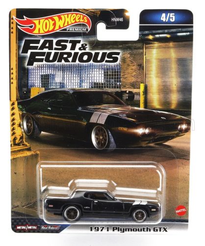 Mattel Hot Wheels - PLYMOUTH DOM'S GTX COUPE 1971 - FAST & FURIOUS 8 2017 BLACK SILVER