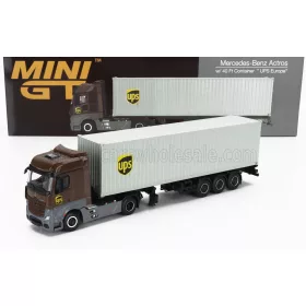   Minigt - MERCEDES BENZ ACTROS 2 GIGASPACE 1851 BLUE EFFICIENT POWER TRUCK LHD UPS CONTAINER 40' 2016 BROWN GREY