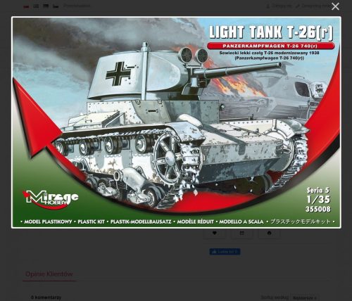Mirage Hobby - Light Tank T-26(r) Panzerkampfwagen T-26 740(r)  Serie 5