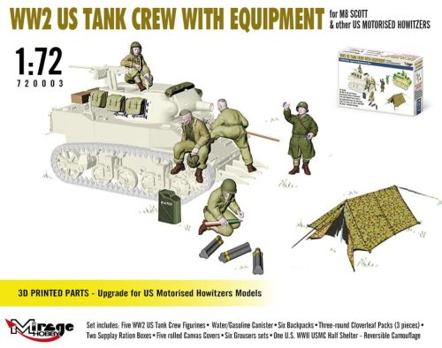Mirage Hobby - WW2 US TANK CREW WITH EQUIPMENT for M8 SCOTT & other US MOTORISED HOWITZERS