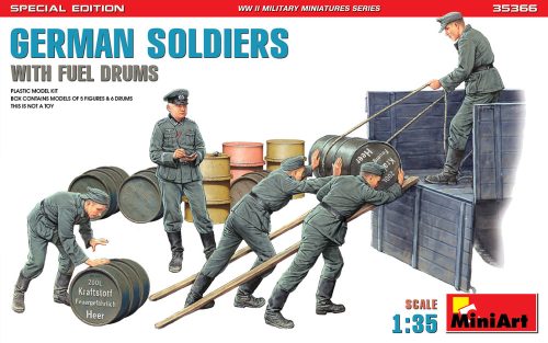 MiniArt - German Soldiers w/ Fuel Drums. Special Edition (35041 & 35597 6 drums)