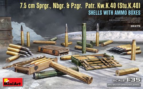MiniArt - 7.5 Cm Sprgr., Nbgr. & Pzgr.  Patr. Kw.K.40 (Stu.K.40)  Shells With Ammo Boxes