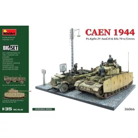   MiniArt - Caen 1944: Pz.Kpfw.IV Ausf.H   Kfz.70 w/Crews. Big Set harcjármű makett