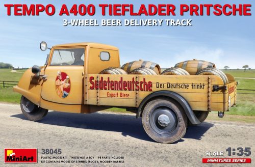 Miniart - Tempo A400 Tieflader Pritsche 3-Wheel Beer Delivery Truck