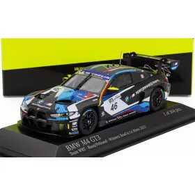   Minichamps - BMW 4-SERIES M4 GT3 TEAM WRT N 46 WINNER GT3 CLASS RACE 2 ROAD TO LE MANS 2023 - VALENTINO ROSSI - JEROME POLICAND MATT BLACK BLUE WHITE