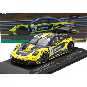   Minichamps - PORSCHE 911 992 GT3 R TEAM RUTRONIK RACING N 96 5th 24h SPA 2023 THOMAS PREINING - LAURENT HEINRICH - DENNIS OLSEN YELLOW BLUE