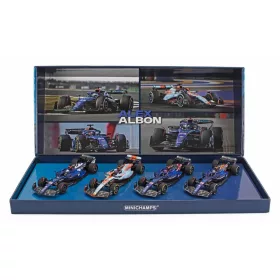   Minichamps - WILLIAMS ALEX ALBON - SET 4X F1  FW45 TEAM WILLIAMS RACING GULF N 23 2023 - 12th LAS VEGAS USA GP - 9th AUSTIN USA 2023 - 11th SINGAPORE GP - 8th BRITISH SILVERSTONE GP 2 TONE BLUE BLACK
