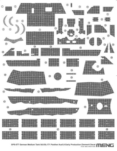Meng Model - German Medium Tank Sd.Kfz.171 Panther Ausf.A Early Production Zimmerit Decal