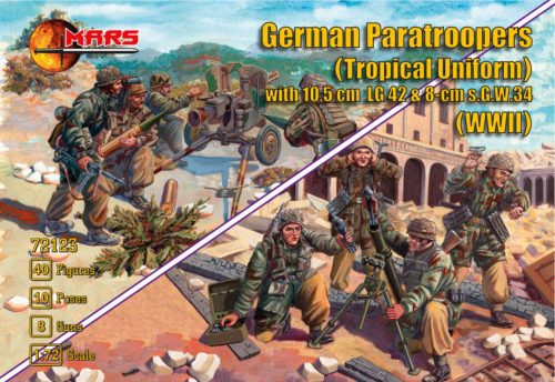 Mars Figures - German Paratroopers (Tropical Uniform) with 10.5cm LG42&8cm s.G.W.34
