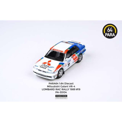Para64 - 1:64 1989 Mitsubishi Galant Vr-4 #19 Winner Lombard Rally Rac Left Hand Drive, White/Red/Blue