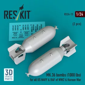   Reskit - MK.36 bombs (1000 lbs) for all US NAVY & RAF of WW2 & Korean War (2 pcs) (3D Printed)