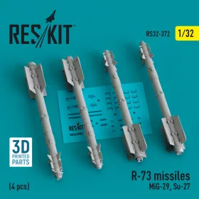  Reskit - R-73 missiles (4 pcs) (MiG-29, Su-27) (3D Printed) (1/32)