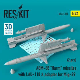 Reskit - AGM-88 "Harm" missiles with LAU-118 & adapter for MiG-29 (2 pcs)  (1/32)