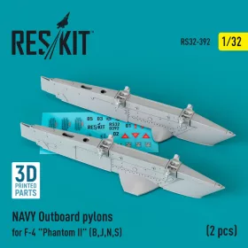   Reskit - NAVY Outboard pylons for F-4  Phantom II  (B J N S) (2 pcs) (3D Printed) (1/32)