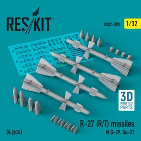   Reskit - R-27 (R/T) missiles (4 pcs) (MiG-29, Su-27) (3D Printed) (1/32)