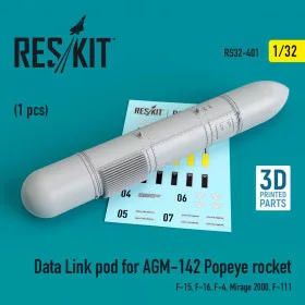   Reskit - Data Link pod for AGM-142 Popeye rocket (F-15  F-16  F-4  Mirage 2000  F-111) (1/32)