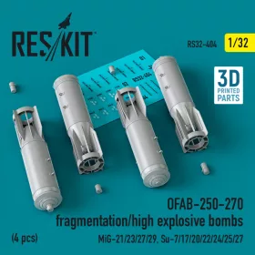   Reskit - OFAB-250-270 fragmentation/high explosive bombs (4 pcs) (MiG-21/23/27/29, Su-7/17/20/22/24/25/27) (3