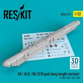   Reskit - AN / ALQ-184 ECM pod (long length version) (A-10,F-4G,F-16,C-130) (3D Printed)