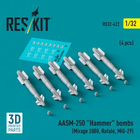   Reskit - AASM-250 Hammer bombs (6 pcs) (Mirage 2000, Rafale, MiG-29) (3D Printed)