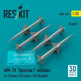   Reskit - AIM-7A Sparrow I missiles (4 pcs) (F-3 Demon, F7U Cutlass, F3D Skynight) (3D Printed)