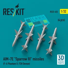   Reskit - AIM-7E Sparrow III missiles (4 pcs) (F-4 Phantom II, F3H Demon) (3D Printed)