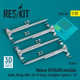   Reskit - Meteor BVRAAM missiles (4 pcs) (Rafale, Mirage 2000, JAS-39 Gripen, Eurofighter Typhoon, F-35) (3D P