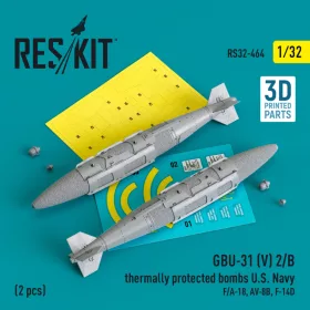   Reskit - GBU-31 (V) 2/B thermally protected bombs U.S. Navy (2 pcs) (F/A-18, AV-8B, F-14D) (3D Printed) (1/32