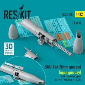   Reskit - SUU-16A 20mm gun pod (open gun bay) with centerline pylon for "F-4 "Phantom II" (C,D)  (1 pcs) (3D P