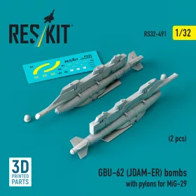   Reskit - GBU-62 (JDAM-ER) bombs with pylons for MiG-29 (2 pcs) (3D Printed)