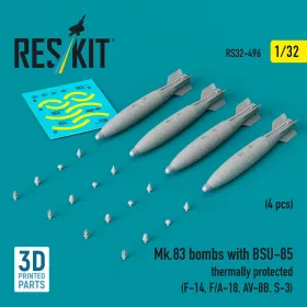   Reskit - Mk.83 bombs with BSU-85 thermally protected (4 pcs) (F-14 F/A-18 AV-8B S-3) (3D printed)