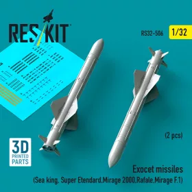   Reskit - Exocet missiles (2 pcs) (Sea King, Super Etendard, Mirage 2000, Rafale, Mirage F.1) (3D Printed)