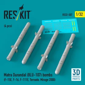   Reskit - Matra Durandal (BLU-107) bombs (4 pcs) (F-15E, F-16, F-111E, Tornado, Mirage 2000) (3D Printed)