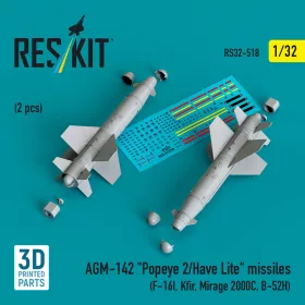   Reskit - AGM-142 Popeye 2/Have Lite missiles (2 pcs) (F-16I, Kfir, Mirage 2000C, B-52H) (3D Printed)