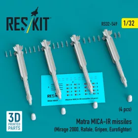   Reskit - Matra MICA-IR missiles (4 pcs) (Mirage 2000, Rafale, Gripen, Eurofighter) (3D Printed)