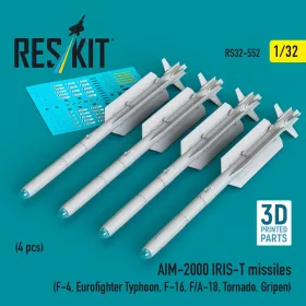   Reskit - AIM-2000 IRIS-T missiles (4 pcs) (F-4 Eurofighter Typhoon F-16 F/A-18 Tornado Gripen) (3D Printed)