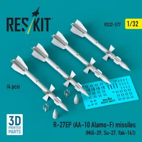   Reskit - R-27EP (AA-10 Alamo-F) missiles (4 pcs) (MiG-29 Su-27 Yak-141) (3D Printed)