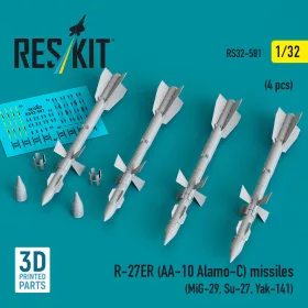   Reskit - R-27ER (AA-10 Alamo-C) missiles (4 pcs) (MiG-29 Su-27 Yak-141) (3D Printed)