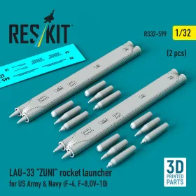   Reskit - LAU-33 ZUNI rocket launcher for US Army & Navy (2 pcs) (F-4 F-8 OV-10) (3D Printed)