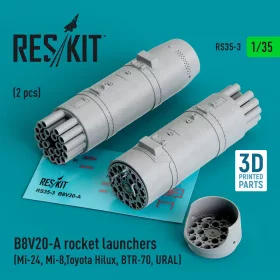   Reskit - B8V20-A rocket launchers (2 pcs) (Mi-24 Mi-8,Toyota Hilux BTR-70 URAL) (3D Printed)