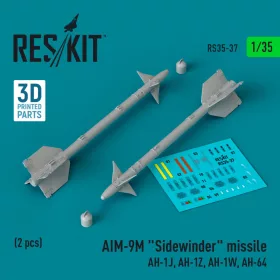   Reskit - AIM-9M "Sidewinder" missile (AH-1J, AH-1Z, AH-1W, AH-64) (2 pcs) (3D Printed) (1/35)