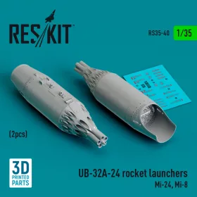  Reskit - UB-32A-24 rocket launchers (2 pcs) (Mi-24, Mi-8) (3D Printed) (1/35)