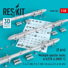   Reskit - Multiple ejector racks A/A37B-6 (MER-7) (3 pcs) (F-4 F-100 F-5 F-105 F-8 A-4 A-7 A-10 Kfir) (3D Printed)