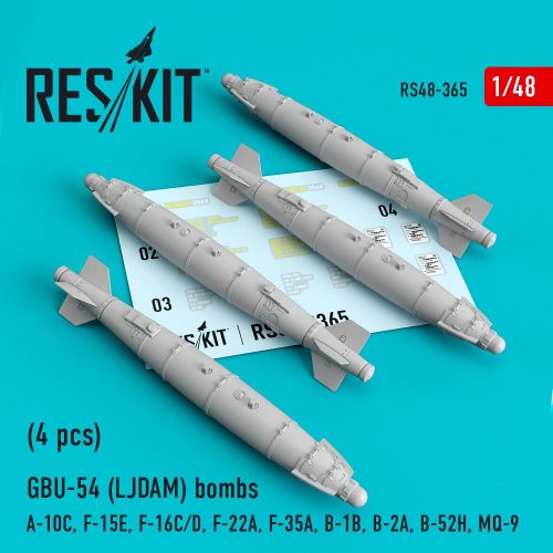 Reskit - GBU-54 (LJDAM) bombs (4 pcs) (A-10C, F-15E, F-16C/D, F-22A, F-35A, B-1B, B-2A, B-52H, MQ-9) (1/48)