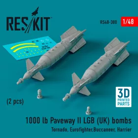   Reskit - 1000 lb Paveway II LGB (UK) bombs (2 pcs) (Tornado, Eurofighter,Buccaneer, Harrier) (3D Printed) (1/
