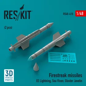   Reskit - Firestreak missiles (2pcs) (EE Lightning, Sea Vixen, Gloster Javelin) (3D Printed) (1/48)