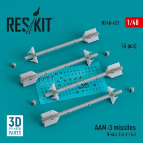   Reskit - AAM-3 missiles (4 pcs) (F-4EJ, F-2, F-15J) (3D Printed) (1/48)